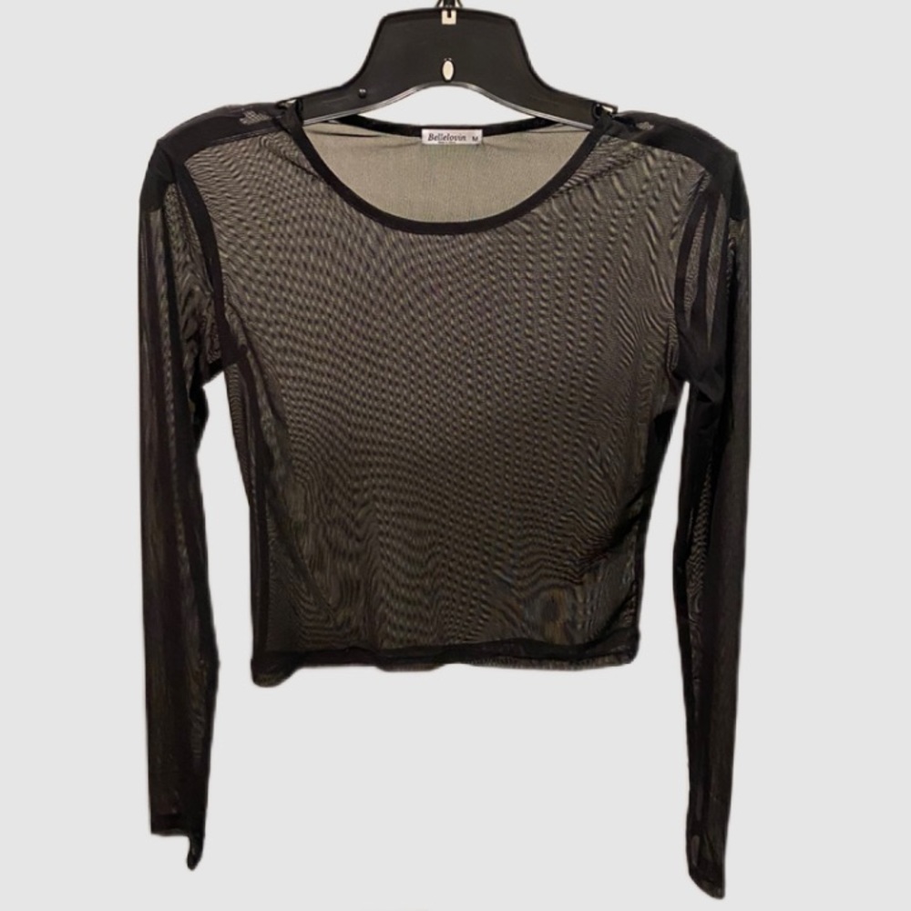 Bellelovin Black Mesh Translucent Top